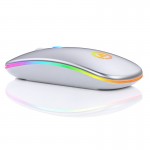 New Ultra-Thin Mini Wireless Mouse Silent Rechargeable LED Colorful Lights Computer Mouse