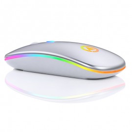 New Ultra-Thin Mini Wireless Mouse Silent Rechargeable LED Colorful Lights Computer Mouse