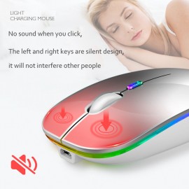 Mini Silent Optical Gaming BT V5.1 Mouse Colorful Rechargeable Mice LED Wireless  Mouse