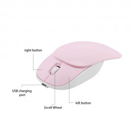 2.4G Silent Wireless Mouse Rechargeable 1600 DPI Slide 3 Buttons Pink Mouse