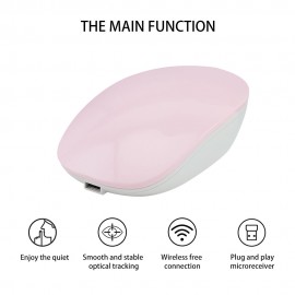 2.4G Silent Wireless Mouse Rechargeable 1600 DPI Slide 3 Buttons Pink Mouse