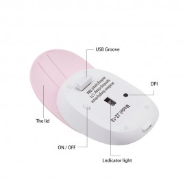 2.4G Silent Wireless Mouse Rechargeable 1600 DPI Slide 3 Buttons Pink Mouse