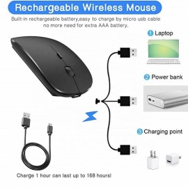 Wireless Mouse Silent USB Rechargeable Ergonomic Optical Mini Mice V5.1 BT V5.1 Mouse