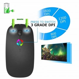 Wireless Mouse Silent USB Rechargeable Ergonomic Optical Mini Mice V5.1 BT V5.1 Mouse