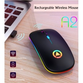 Mini Wireless Mouse Silent Mute Rechargeable LED Colorful Lights Computer Mouse