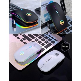 Mini Wireless Mouse Silent Mute Rechargeable LED Colorful Lights Computer Mouse