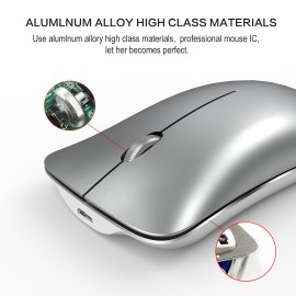 BT 5.0/3.0 + 2.4G Wireless Three Mode Mouse Rechargeable Aluminum Alloy 1600 DPI Ultra Thin Optical Computer Mice