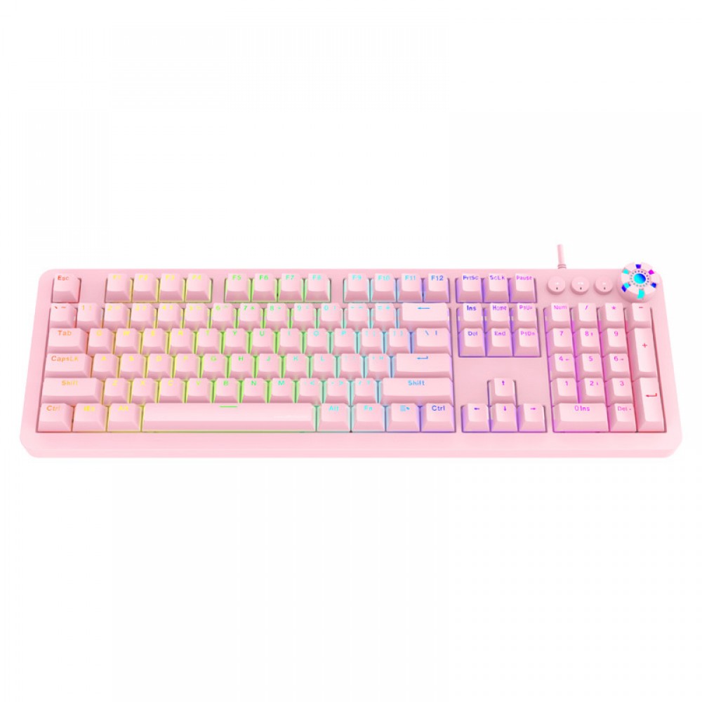 108-Key Ergonomic Waterproof Wired RGB Backlit Mechanical Gaming Keyboard