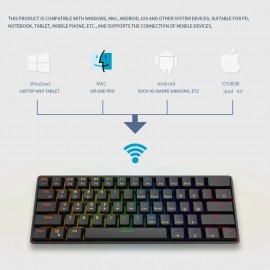 Dual-Mode BT5.0  BT/2.4Ghz 60% RGB Gaming Anti-ghosting Wireless Mechanical Keyboard