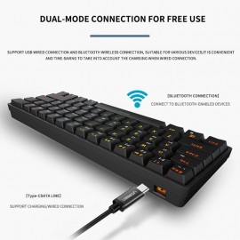 Dual-Mode BT5.0  BT/2.4Ghz 60% RGB Gaming Anti-ghosting Wireless Mechanical Keyboard