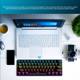 Dual-Mode BT5.0  BT/2.4Ghz 60% RGB Gaming Anti-ghosting Wireless Mechanical Keyboard