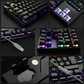 Backlit Gaming Mechanical Keyboard Colorful LED usb Wired Game Keyboard 26 Keys Anti-ghosting Free Hand Care Russian sticker