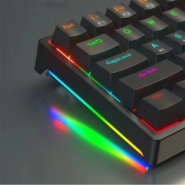 Wired Mini Portable Hot Swappable RGB Backlit 61 Keys USB Mechanical Gaming Keyboard 60%