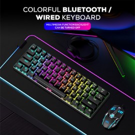 Wireless BT/2.4Ghz 60% RGB Gaming Keyboard Three Modes Connectable Wireless Mechanical Keyboard