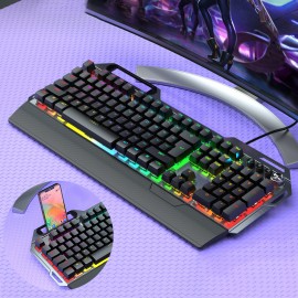 High-Quality 7-Color RGB Backlit Wired Gaming Metal Panel Mechanical Keyboard