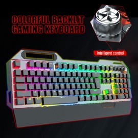 High-Quality 7-Color RGB Backlit Wired Gaming Metal Panel Mechanical Keyboard