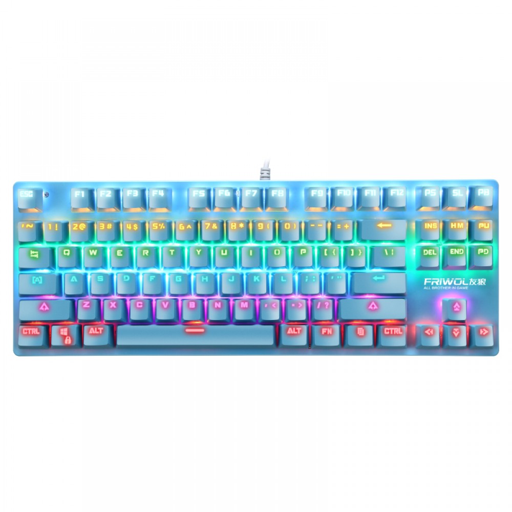 RGB Mechanical Keyboard 87Keys Blue Switch Wired Backlit Rainbow Gaming Mechanical Keyboard