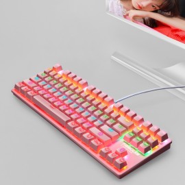 RGB Mechanical Keyboard 87Keys Blue Switch Wired Backlit Rainbow Gaming Mechanical Keyboard