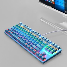 RGB Mechanical Keyboard 87Keys Blue Switch Wired Backlit Rainbow Gaming Mechanical Keyboard