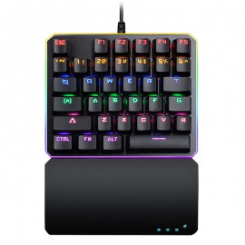 35-Key Wired Backlit Metal Mechanical One-Handed Gaming Keyboard