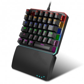 35-Key Wired Backlit Metal Mechanical One-Handed Gaming Keyboard