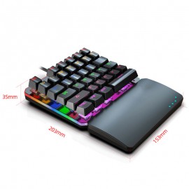 35-Key Wired Backlit Metal Mechanical One-Handed Gaming Keyboard