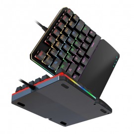 35-Key Wired Backlit Metal Mechanical One-Handed Gaming Keyboard