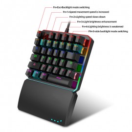 35-Key Wired Backlit Metal Mechanical One-Handed Gaming Keyboard