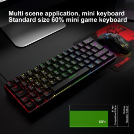 62 Key Type C USB Wired Backlit Mechanical Gaming Keyboard for Computer