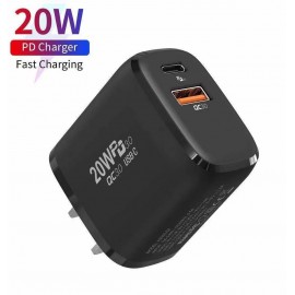 PD 20W 18W usb power adapter European Standard A+C Fast Charge Dual Port British Standard American Standard fast charger