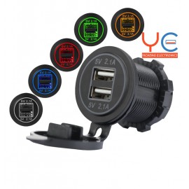 12V 24V Fast Charging Double Port 4.2A 2.1A USB Charger Socket for Car Bus